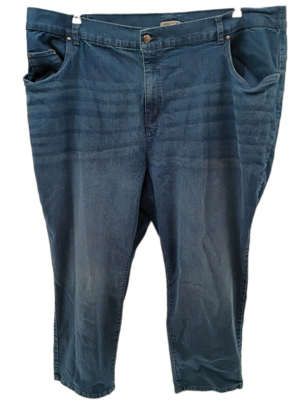Right Fit By Catherine's Jeans Woman's Plus Size 28w Petite Blue Denim Straight